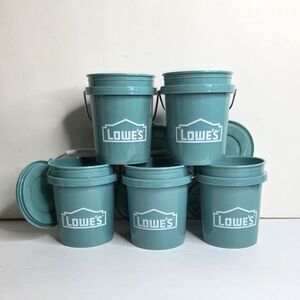 Lowe's TEAL Mini Bucket With Lid 0.42 Quart BPA-Free With Lid - Set of 5 - NEW